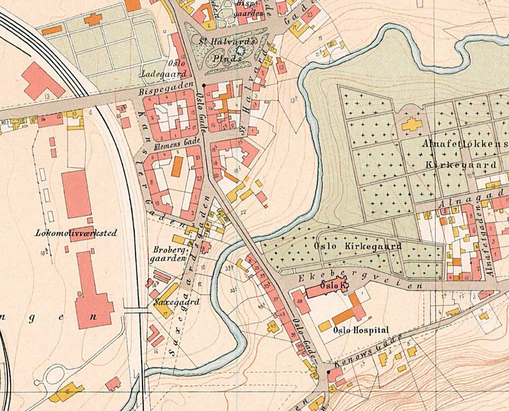 Kartutsnitt Kristiania 1900