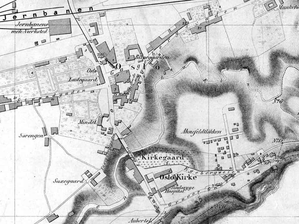 Kart over Gamle Oslo fra 1860